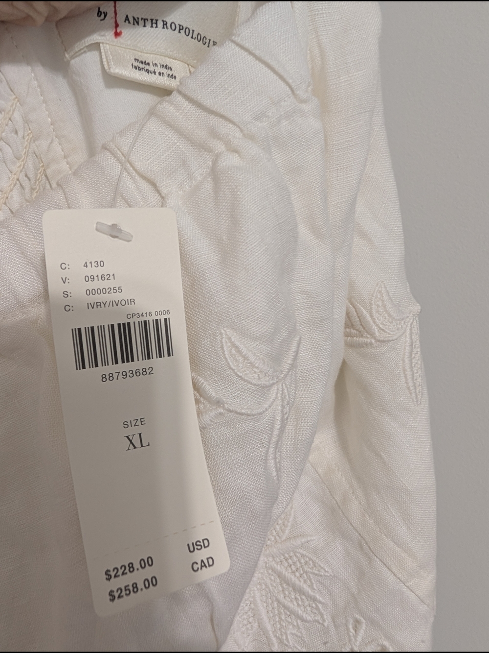 Anthropologie White Linen Square-Neck Midii Dress - Picture 8 of 10
